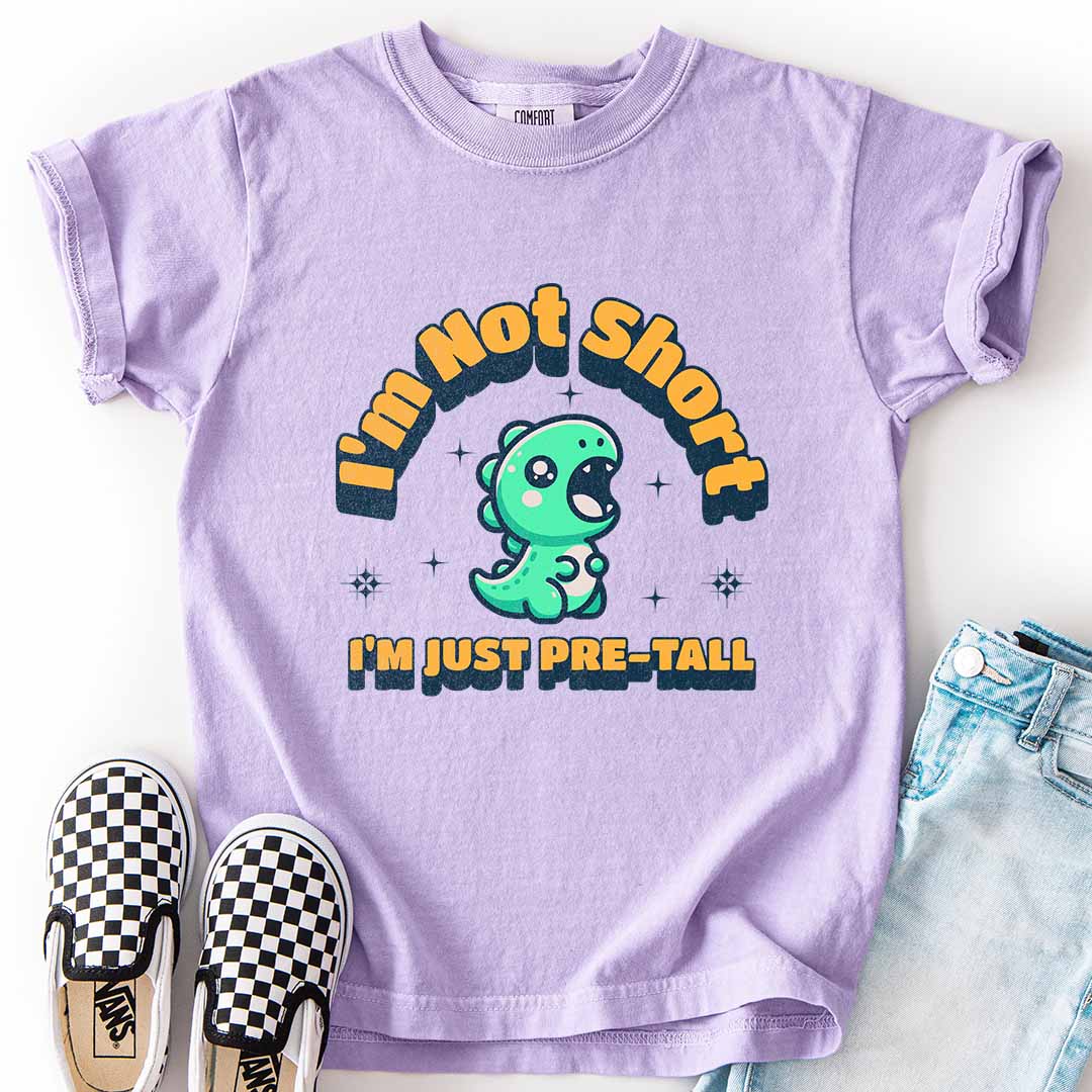 I’m Not Short, I’m Just Pre-Tall Youth Tee with Dinosaur Design