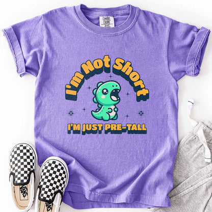 I’m Not Short, I’m Just Pre-Tall Youth Tee with Dinosaur Design