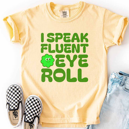 Fluent Eye Roll Youth Tee for Kids with Attitude