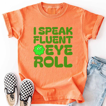Fluent Eye Roll Youth Tee for Kids with Attitude