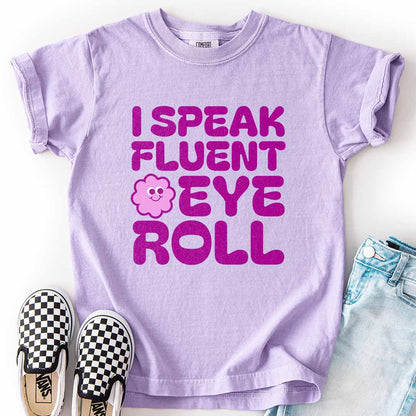 Fluent Eye Roll Youth Tee for Kids with Attitude