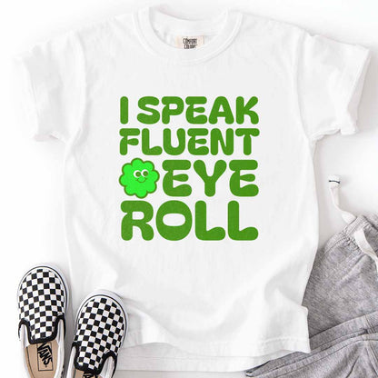 Fluent Eye Roll Youth Tee for Kids with Attitude