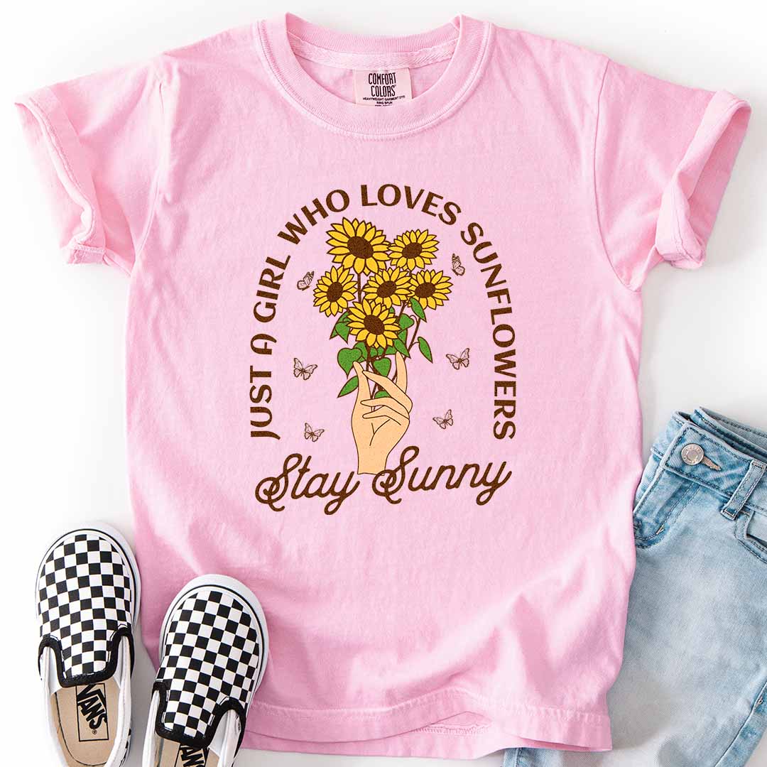 Sunflower Girl Stay Sunny Kids T-Shirt