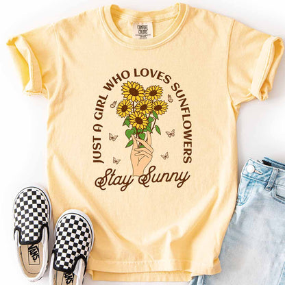 Sunflower Girl Stay Sunny Kids T-Shirt