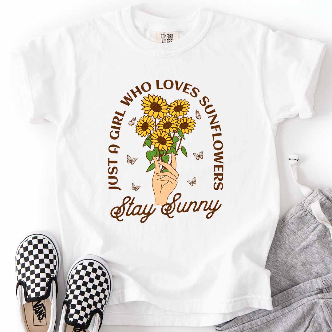Sunflower Girl Stay Sunny Kids T-Shirt