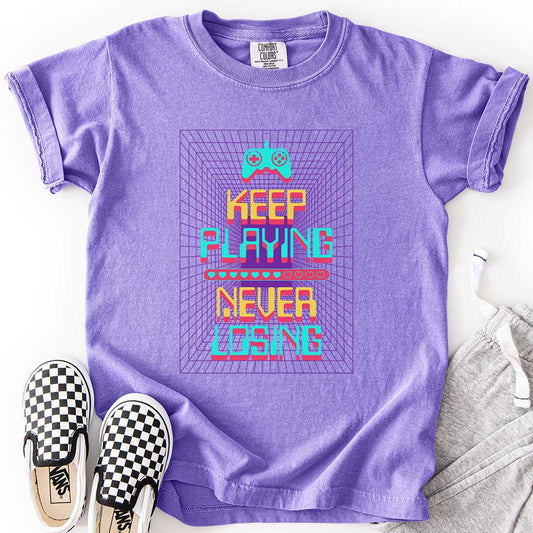 Keep Playing Never Losing Youth Gaming Tee
