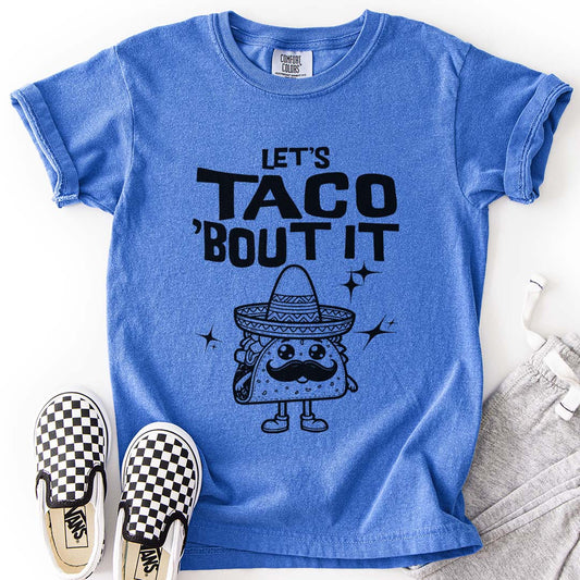 Comfort Color Youth Taco Shirt - Let's Taco 'Bout It Funny Tee for Kids (XS-XL)