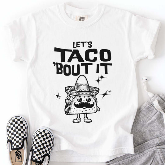 Comfort Color Youth Taco Shirt - Let's Taco 'Bout It Funny Tee for Kids (XS-XL)