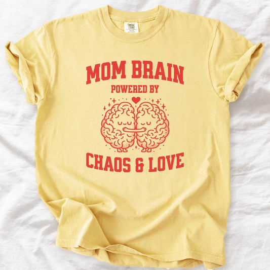 Mom Brain Powered by Chaos & Love T-Shirt
