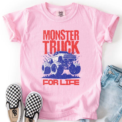 Monster Truck For Life - Cool Youth Graphic T-Shirt
