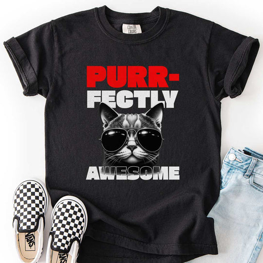 Purrfectly Awesome Youth Tee for Cat Lovers