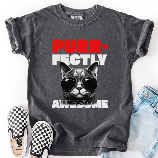 Purrfectly Awesome Youth Tee for Cat Lovers