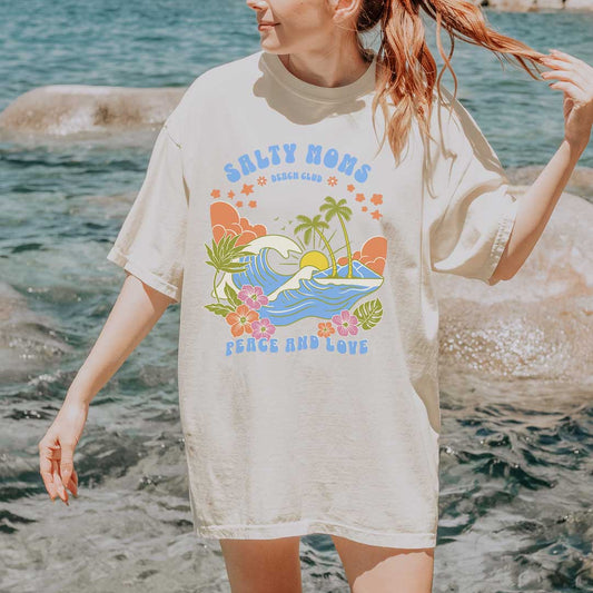 Salty Moms Peace and Love T-Shirt