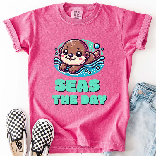 Seas the Day – Playful Sea Otter Youth T-Shirt