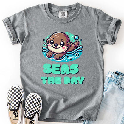 Seas the Day – Playful Sea Otter Youth T-Shirt