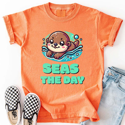 Seas the Day – Playful Sea Otter Youth T-Shirt
