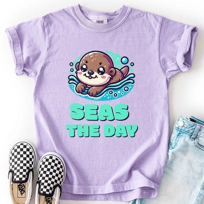 Seas the Day – Playful Sea Otter Youth T-Shirt