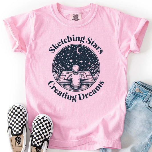 Sketching Stars, Creating Dreams – Imaginative Night Sky Youth T-Shirt