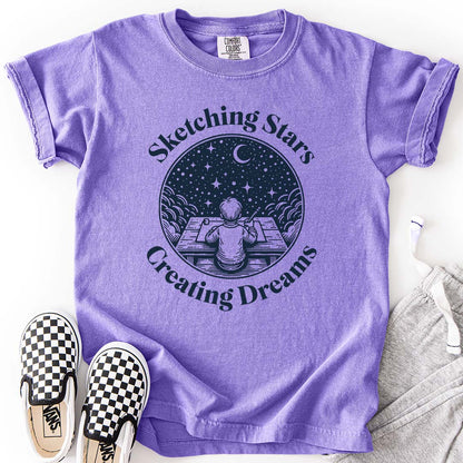 Sketching Stars, Creating Dreams – Imaginative Night Sky Youth T-Shirt
