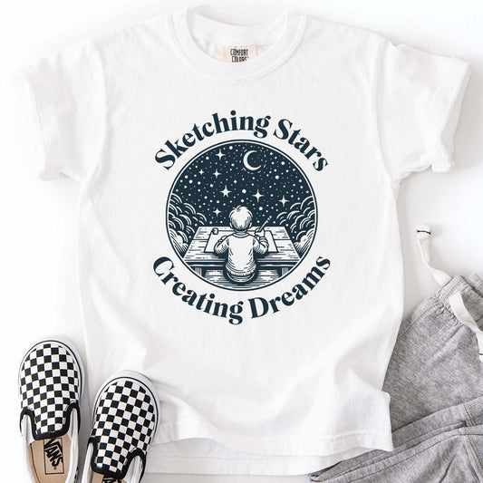 Sketching Stars, Creating Dreams – Imaginative Night Sky Youth T-Shirt