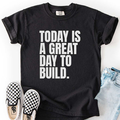 A Great Day to Build Youth Motivational Tee for Young Builders