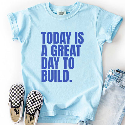 A Great Day to Build Youth Motivational Tee for Young Builders