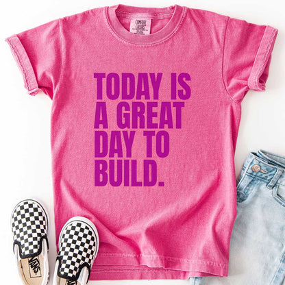 A Great Day to Build Youth Motivational Tee for Young Builders