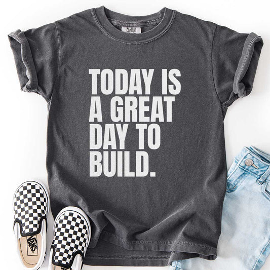 A Great Day to Build Youth Motivational Tee for Young Builders