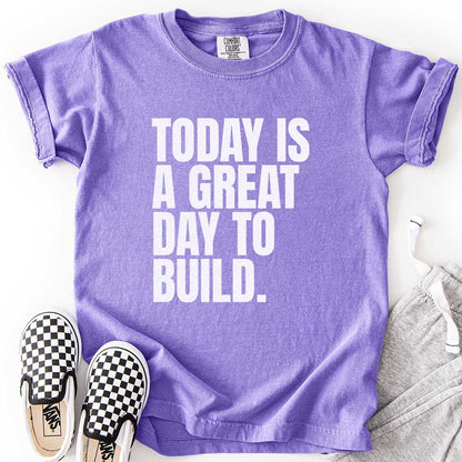A Great Day to Build Youth Motivational Tee for Young Builders