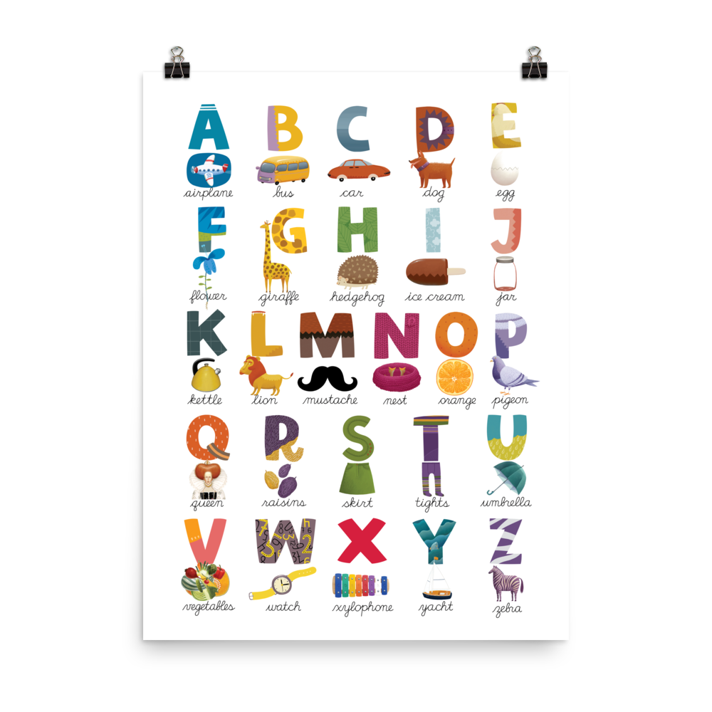 Alphabet Letters for Wall  Alphabet Posters With Pictures by Little  Achievers